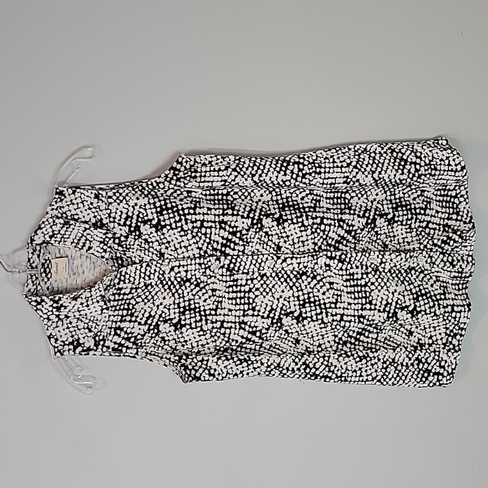 SOMA sleeveless button front tunic black & white